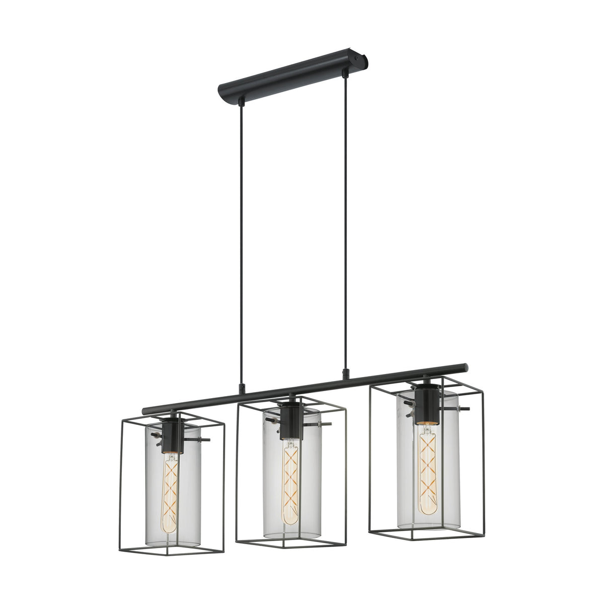 Dernane Smoked Glass Linear Pendant Light - Black