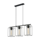 Dernane Smoked Glass Linear Pendant Light - Black