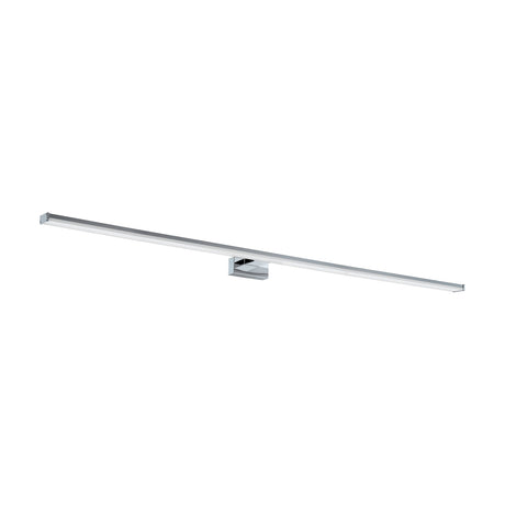 Dervette LED Bathroom Wall Light, 120cm slim chrome and silver bar with central mount and white diffuser, shown on a plain white background.