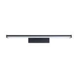 Dervette LED bathroom wall light in black, a slim 40cm aluminium bar with a white plastic diffuser mounted on a rectangular wall box, shown on a plain white background.