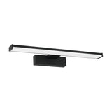 Dervette LED Bathroom Wall Light 40cm in black, a slim horizontal bar with white diffuser mounted on a short arm from a rectangular wall box, shown on a plain white background.