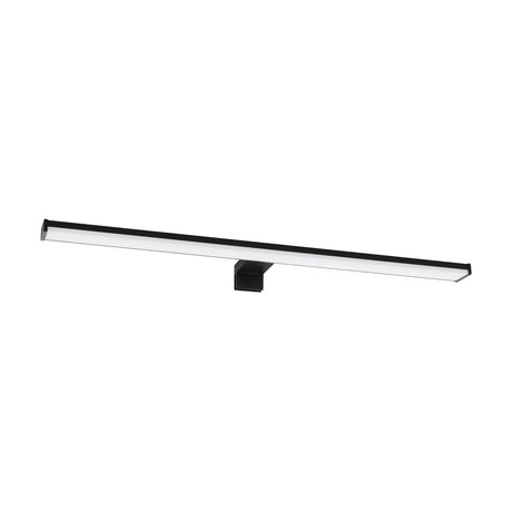 Dervette LED Bathroom Wall Light 60cm, a slim black aluminium bar with a white plastic diffuser and mirror-clip bracket, shown on a plain white background.