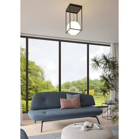 Desigual 1 Light Tall Semi-Flush Ceiling Light - Matt Black