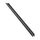 Deva 1m Surface 24V Lighting Track in black, a slim rail with a visible internal copper conductor strip, shown diagonally on a plain white background.