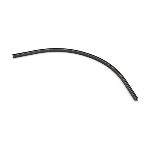 Deva Curved Surface 24V Lighting Track in black, a slim curved rail section shown on a plain white background.