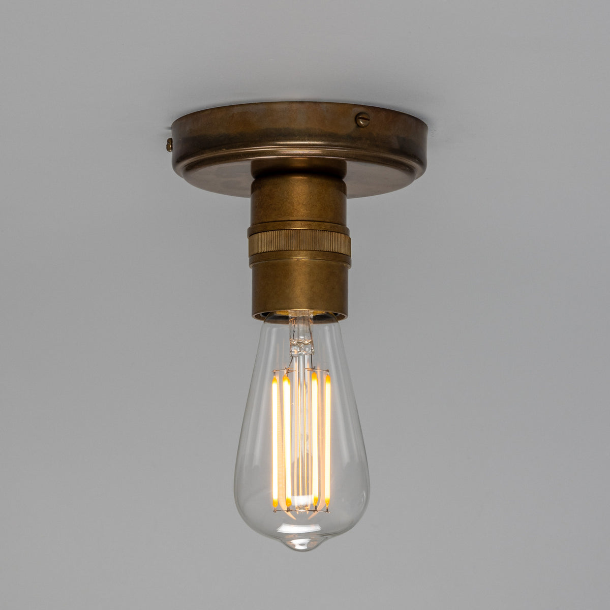 Devon Brass Flush Ceiling Light