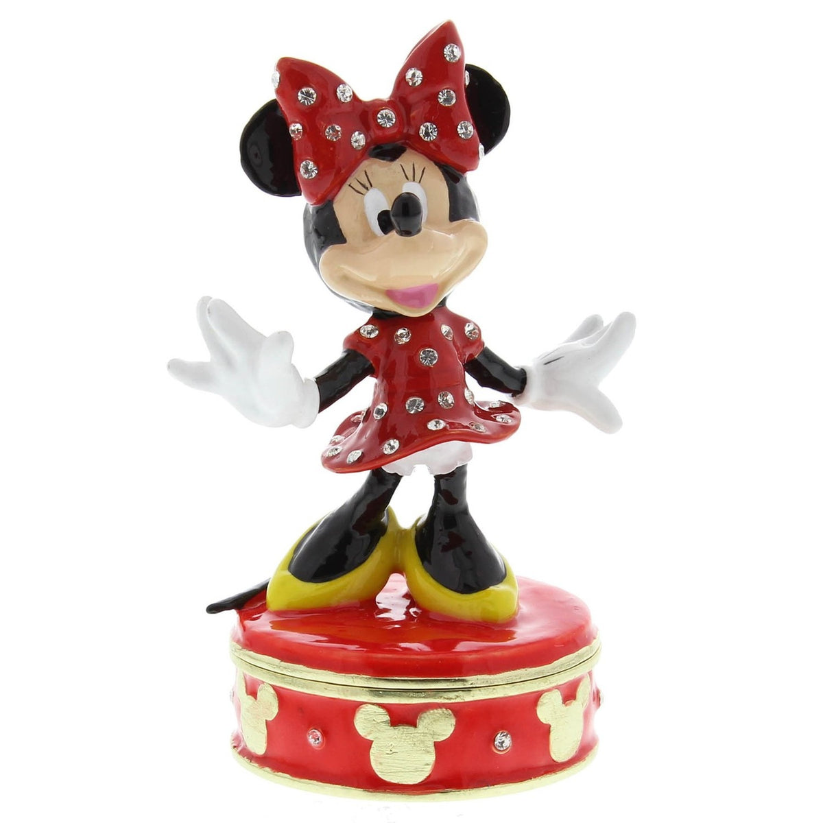 Minnie Mouse Classic Round Trinket Box with Hinged Lid - Red
