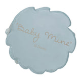Base of the Dumbo in Bubble Bath resin figurine in pale blue with a scalloped edge, engraved 'Baby Mine' script and Disney copyright mark, shown on a white background.