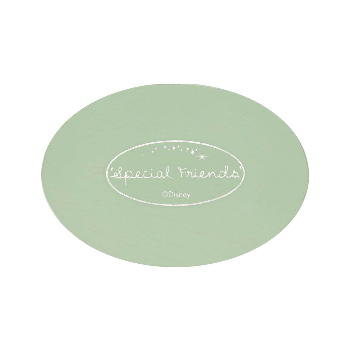 Underside of the oval green base for the Bambi & Thumper figurine, showing "Special Friends" in silver script with a Disney copyright mark.