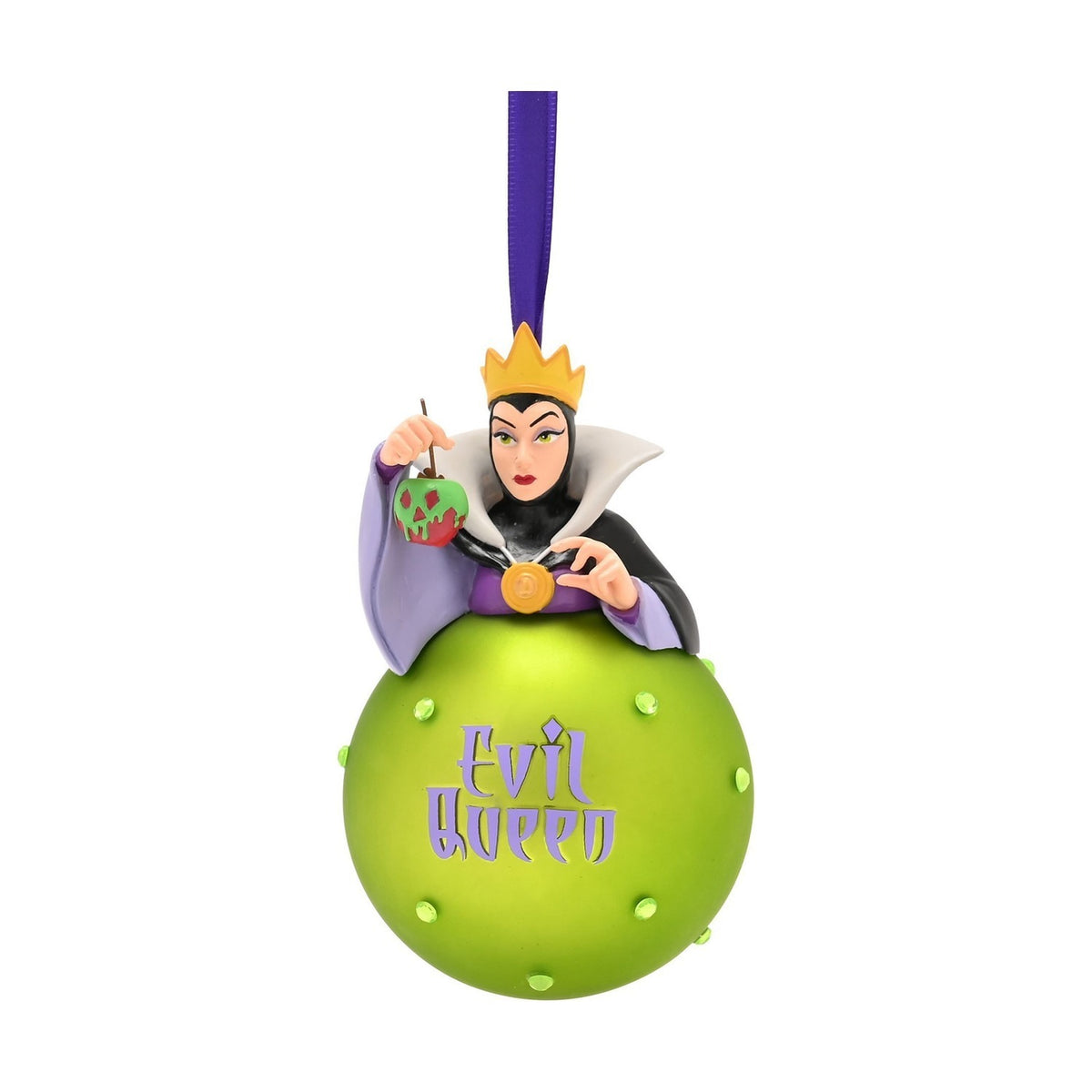 Evil Queen on Glass Bauble Christmas Tree Decoration - Green