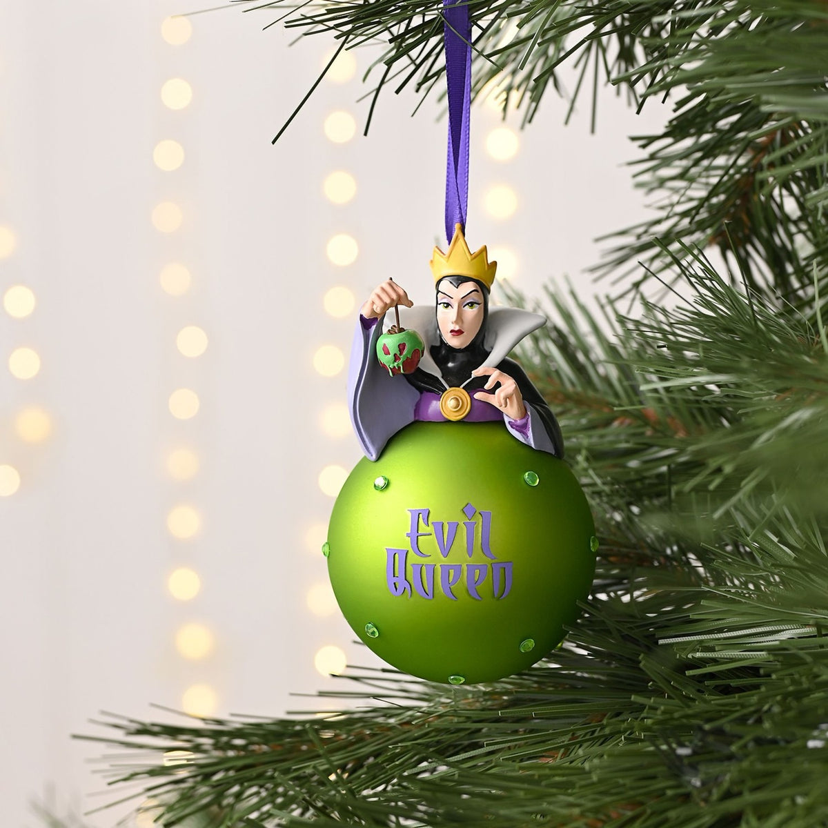Evil Queen on Glass Bauble Christmas Tree Decoration - Green