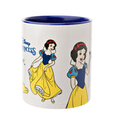 Snow White Stoneware Mug 325ml with Blue Handle - White