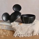 Mickey Mouse Head Matt Ceramic Trinket Pot with Lid - Black