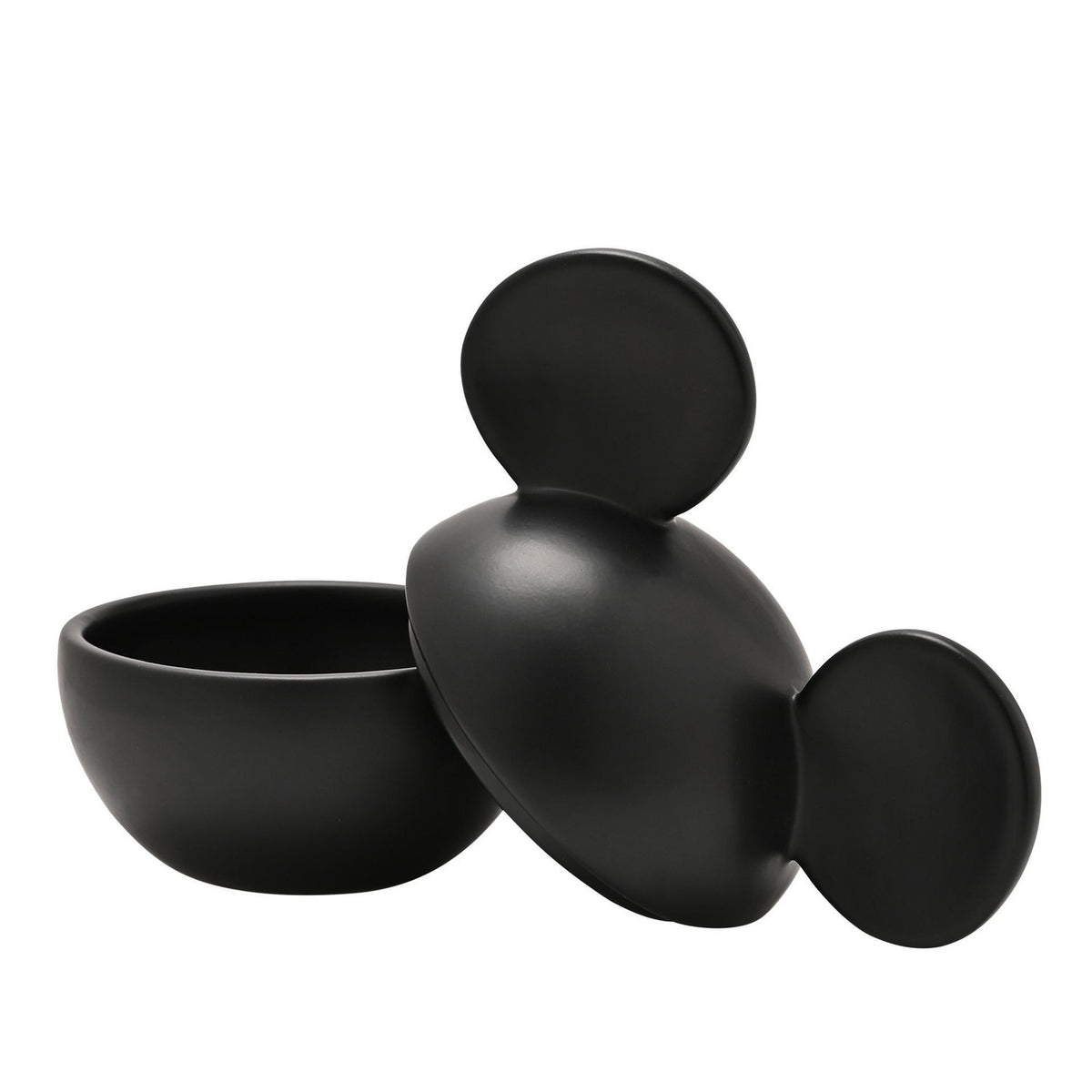 Mickey Mouse Head Matt Ceramic Trinket Pot with Lid - Black