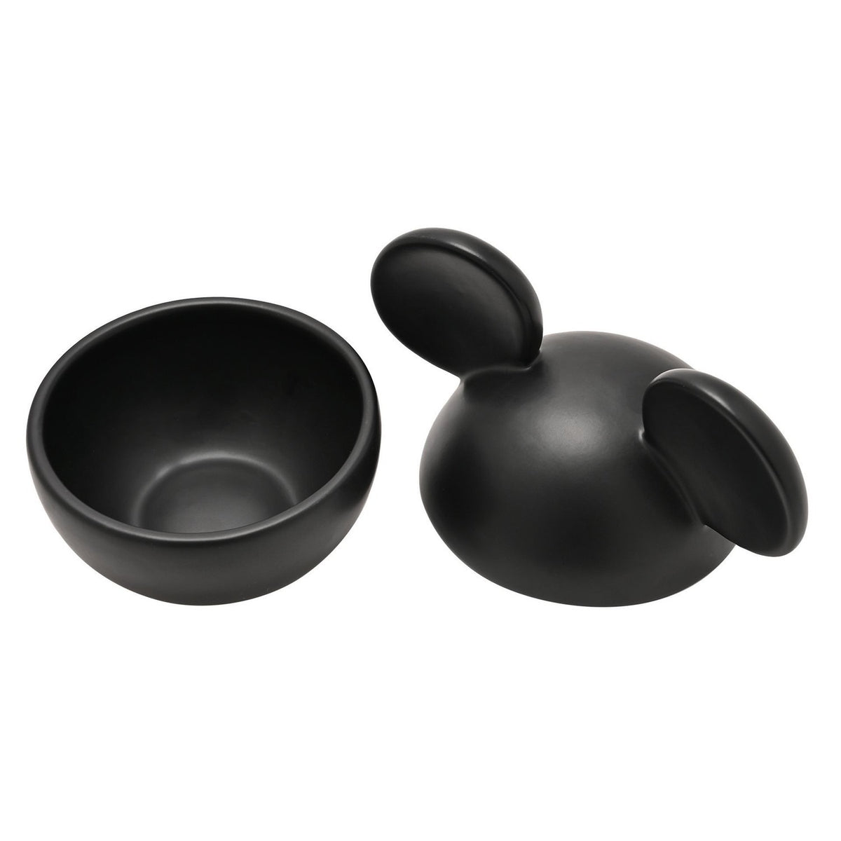 Mickey Mouse Head Matt Ceramic Trinket Pot with Lid - Black