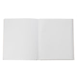 Dumbo Photo Album 6 x 4in with Silver Frame, open to show blank white pages with clear photo sleeves, grey cover visible at edges, on a plain background.