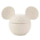 Mickey Mouse Head Ceramic Vessel fragranced candle in white speckled ceramic with round ear-shaped lid, shown closed on a plain white background.