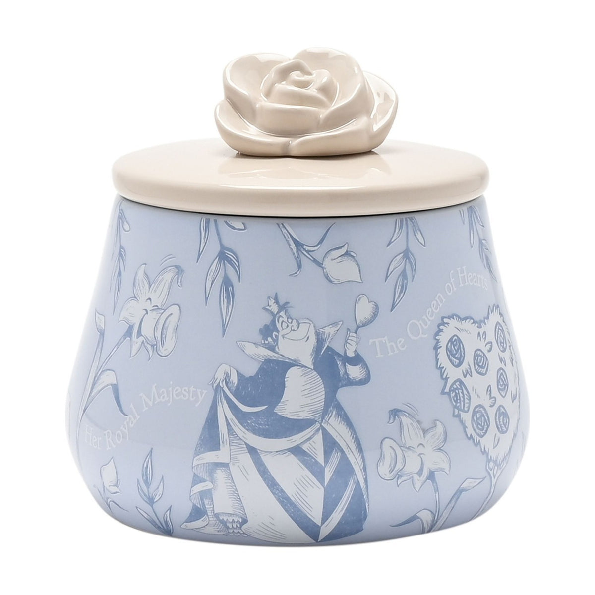 Alice in Wonderland Round Ceramic Trinket Box - Blue & Beige