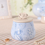 Alice in Wonderland Round Ceramic Trinket Box - Blue & Beige