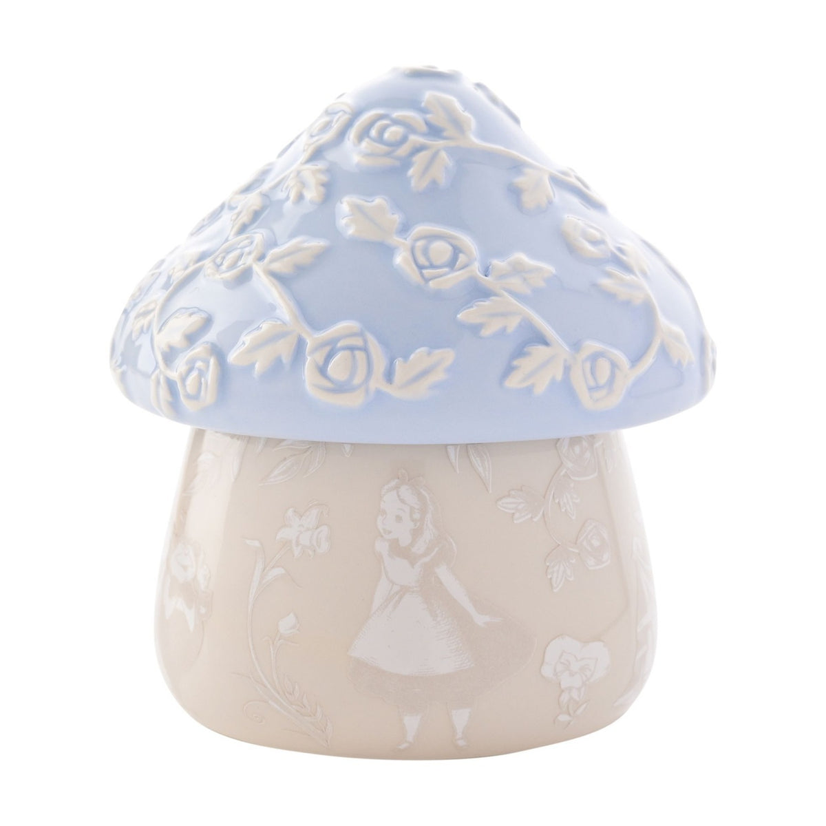 Alice in Wonderland Ceramic Mushroom Trinket Box - Blue & Beige
