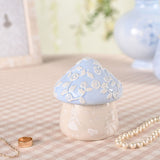 Alice in Wonderland Ceramic Mushroom Trinket Box - Blue & Beige