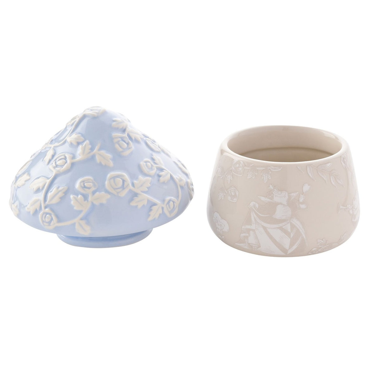 Alice in Wonderland Ceramic Mushroom Trinket Box - Blue & Beige
