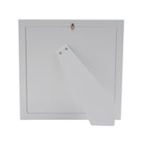 Back view of the Mickey Mouse 12 Month silverplated photo frame in white, showing the fold-out stand and keyhole hanger on a plain background.