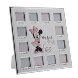 Minnie Mouse 12 Month Multi Aperture Photo Frame - Silver & Pink