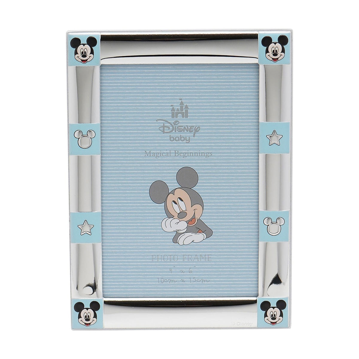 Mickey Mouse Border 999 Silver Plated Photo Frame 6 x 4in - Blue