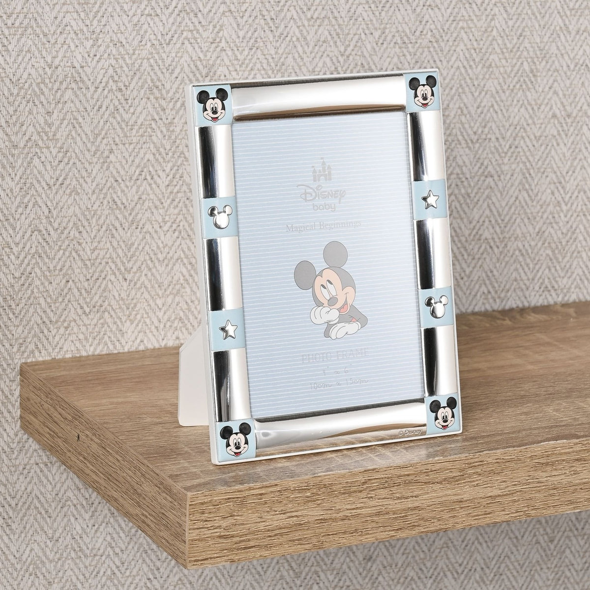 Mickey Mouse Border 999 Silver Plated Photo Frame 6 x 4in - Blue
