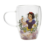 Pastel Princess Snow White Floral Decorative Glass Mug - Clear