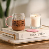 Minnie Mouse Sketch Print Glass Mug with Lid 570ml - Pink