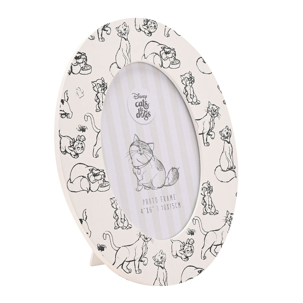 Aristocats Cat Print Oval Wooden Photo Frame 6 x 4in - White