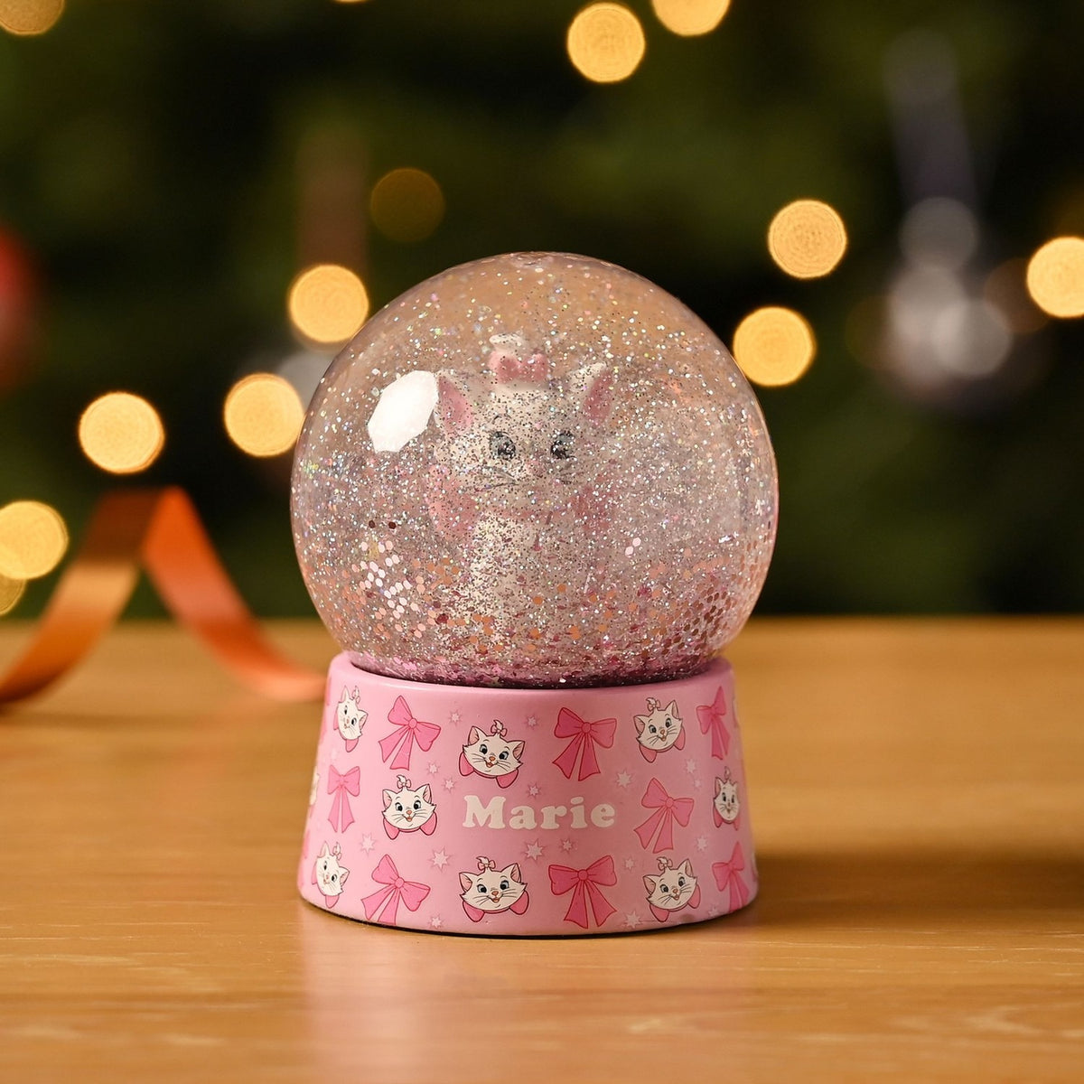 The Aristocats Marie Cat Plastic Snow Globe - Pink & White