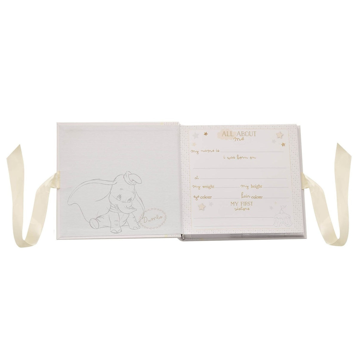 Dumbo Baby Photo Album 6 x 4in with Ribbon Ties - White