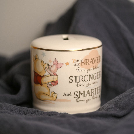 Winnie the Pooh Ceramic Money Box with Gold Rim - White