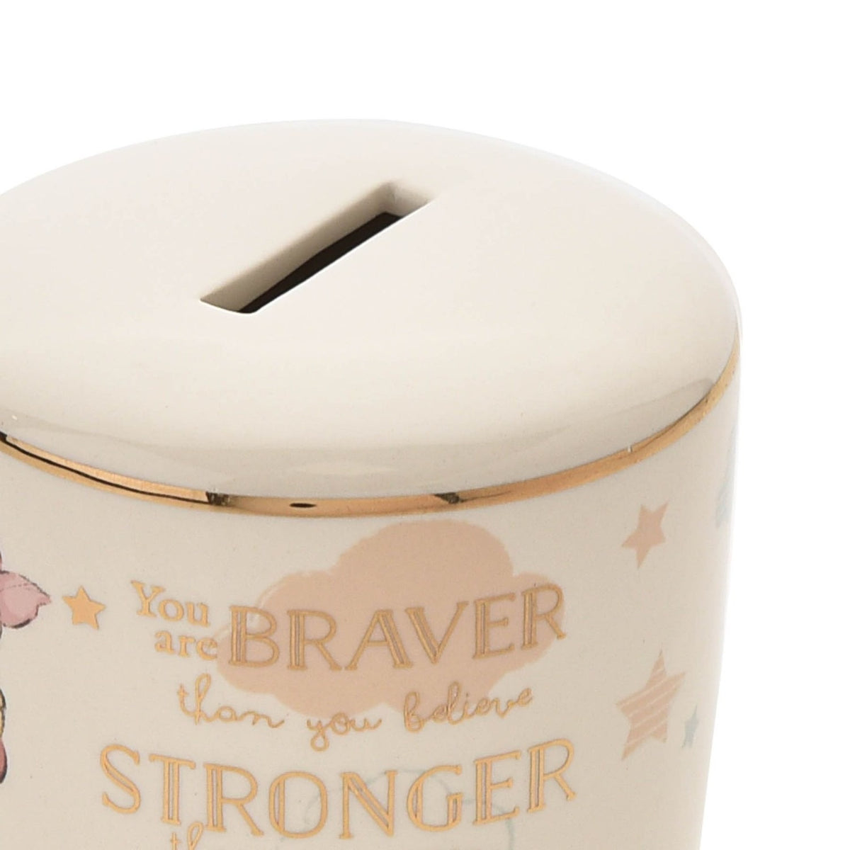 Winnie the Pooh Ceramic Money Box with Gold Rim - White