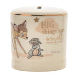 Bambi Round Gloss Ceramic Money Box with Gold Band - White
