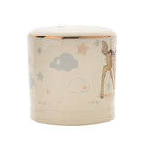 Bambi Round Gloss Ceramic Money Box with Gold Band - White