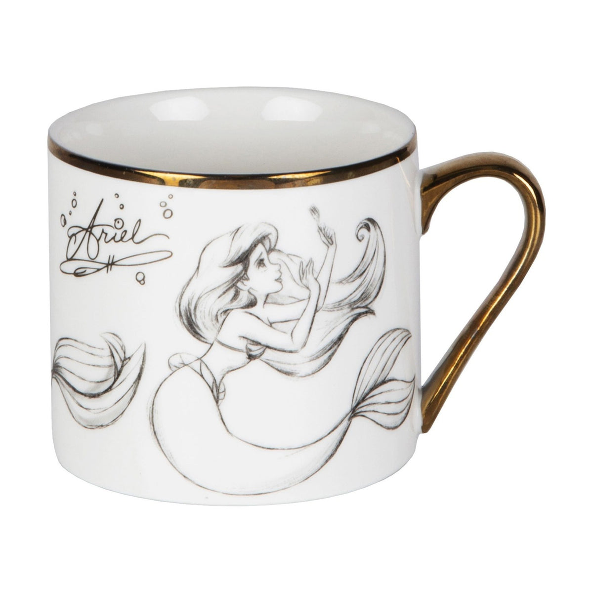 Sketched Ariel Classic Collectable Porcelain Mug - White