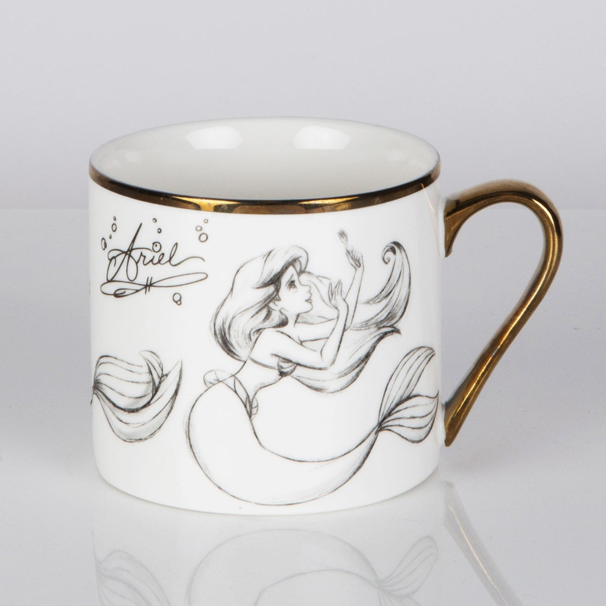 Sketched Ariel Classic Collectable Porcelain Mug - White