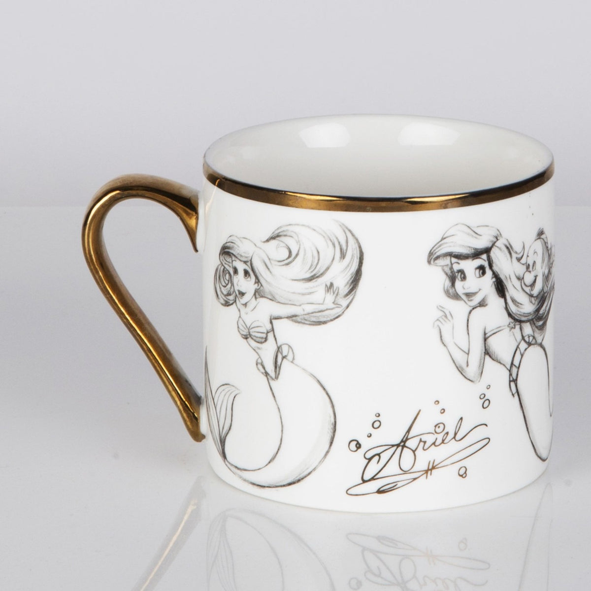 Sketched Ariel Classic Collectable Porcelain Mug - White