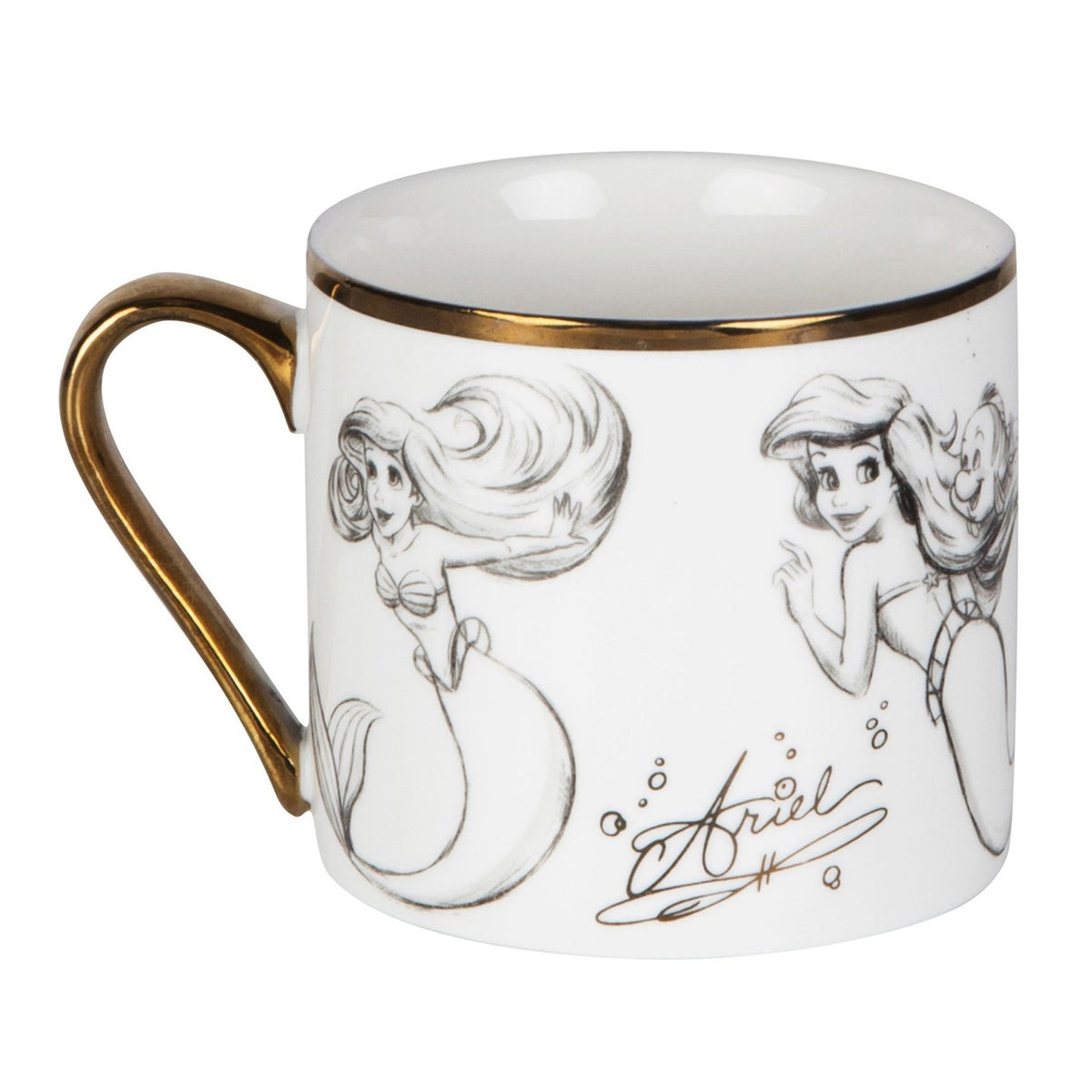 Sketched Ariel Classic Collectable Porcelain Mug - White