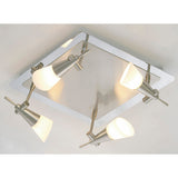Diama 4 Light Opal Glass Flush Ceiling Light - Nickel & Polished Chrome