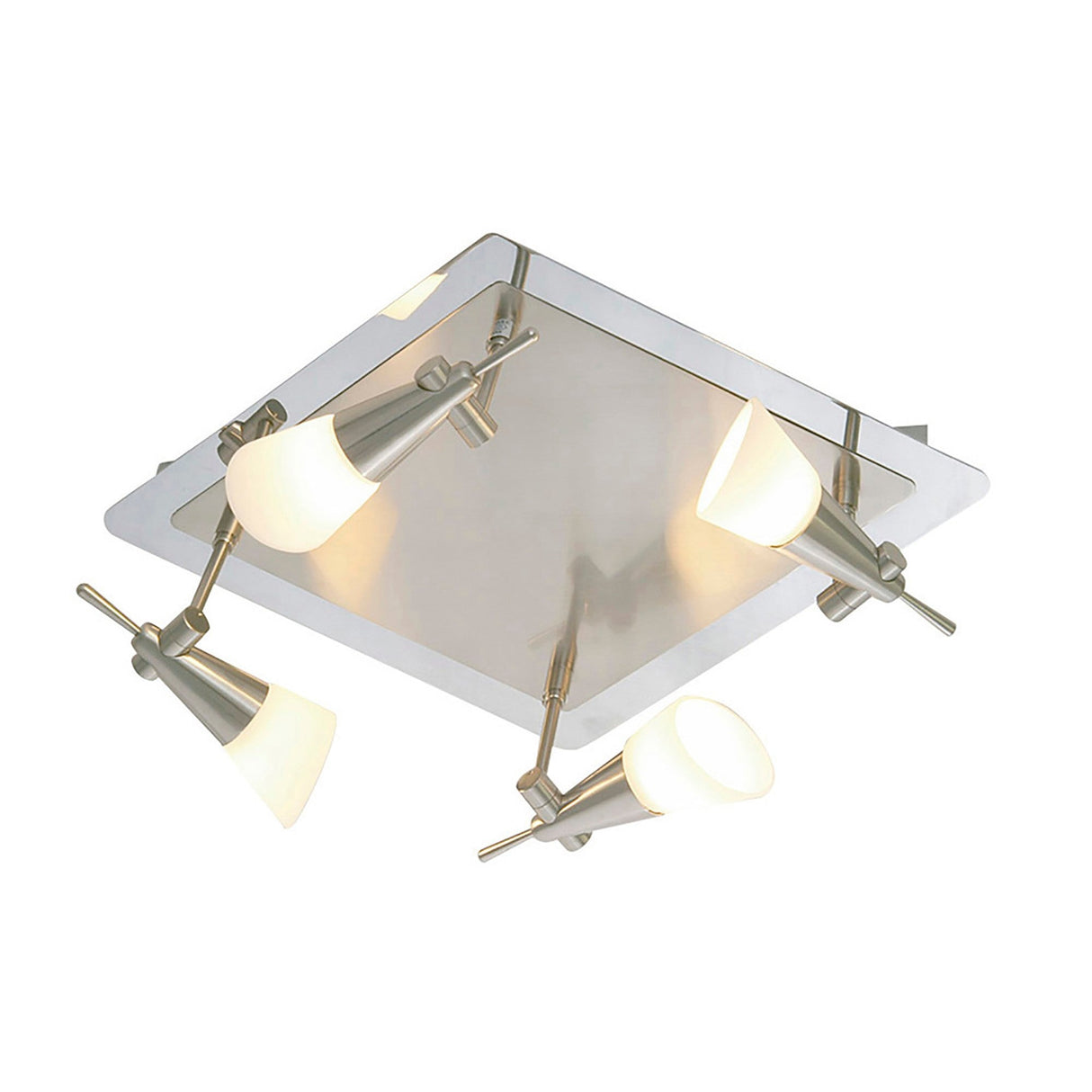 Diama 4 Light Opal Glass Flush Ceiling Light - Nickel & Polished Chrome