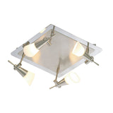 Diama 4 Light Opal Glass Flush Ceiling Light - Nickel & Polished Chrome