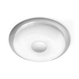 Mantra Virgin CCT dimmable LED flush ceiling light with silver outer ring, polished chrome centre, and crystal-effect frosted acrylic diffuser.