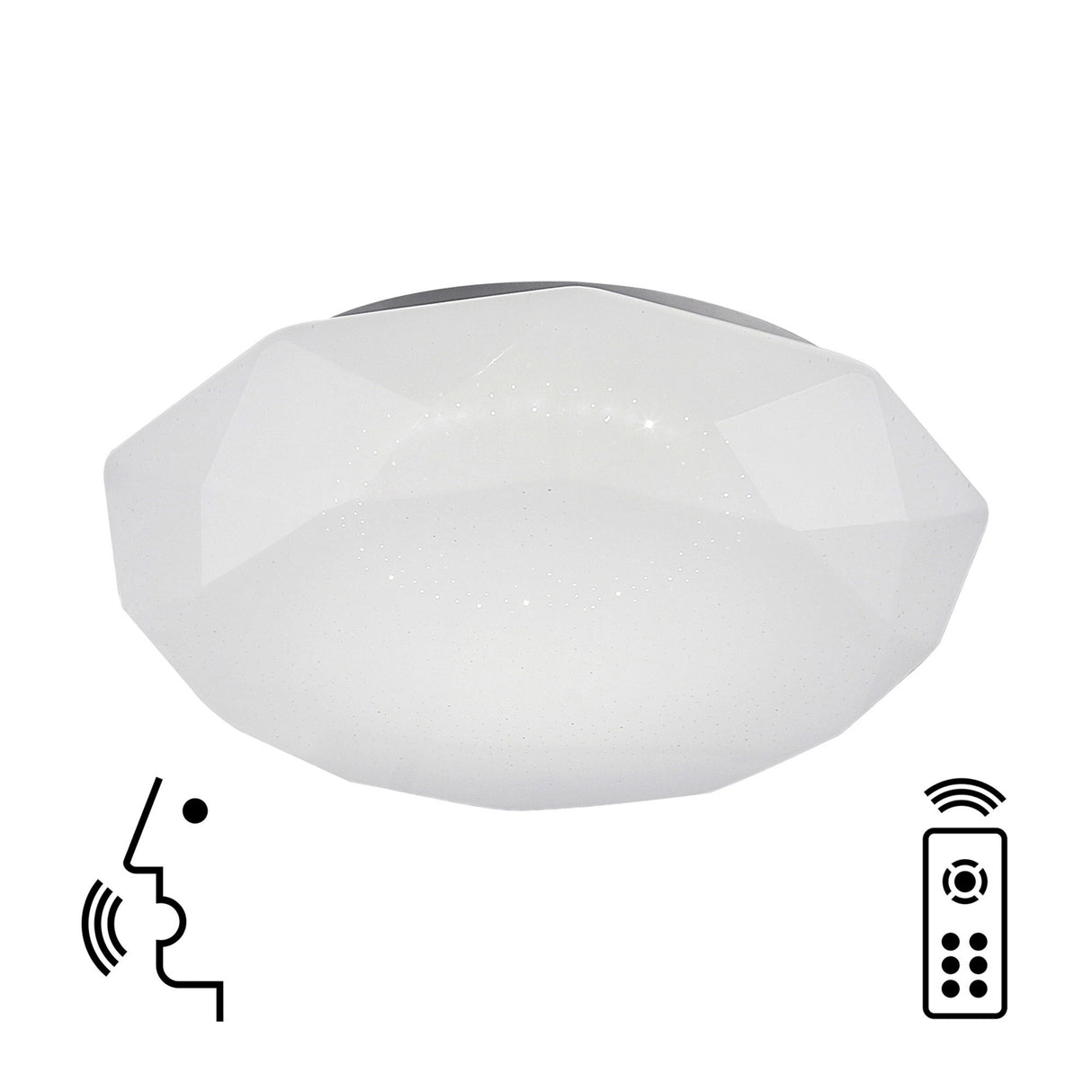 Diamante Medium Smart CCT Dimmable LED Flush Ceiling Light With Remote Control & App & Voice Control - White