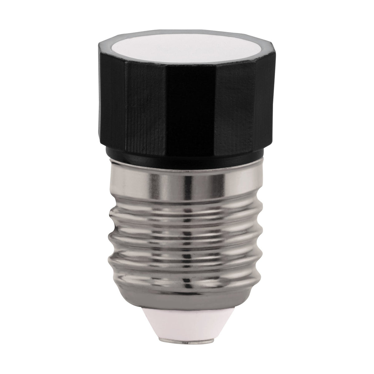 Dimmable LED bulb with E27 screw cap, faceted black head and white glass diffuser face, 3.5W warm white 2200K, shown on a plain white background.