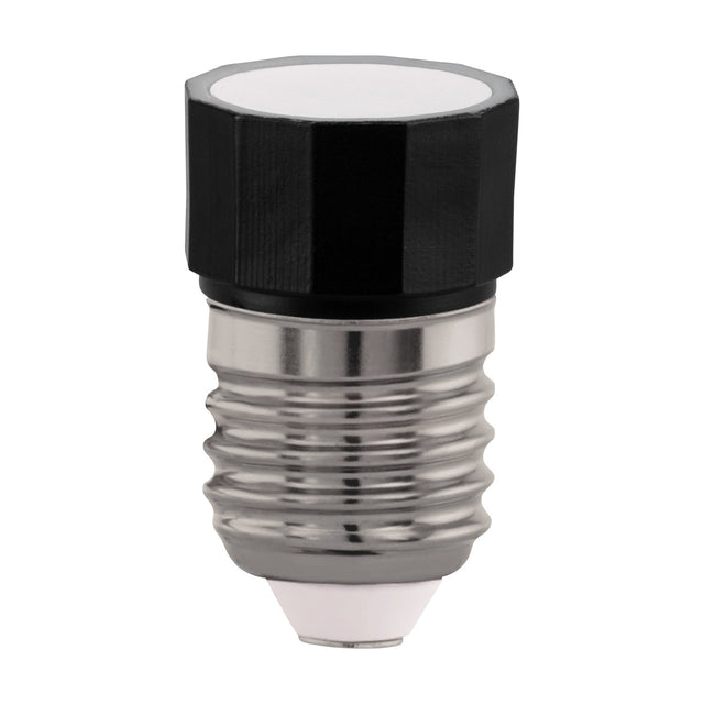 Dimmable LED bulb with E27 screw cap, faceted black head and white glass diffuser face, 3.5W warm white 2200K, shown on a plain white background.